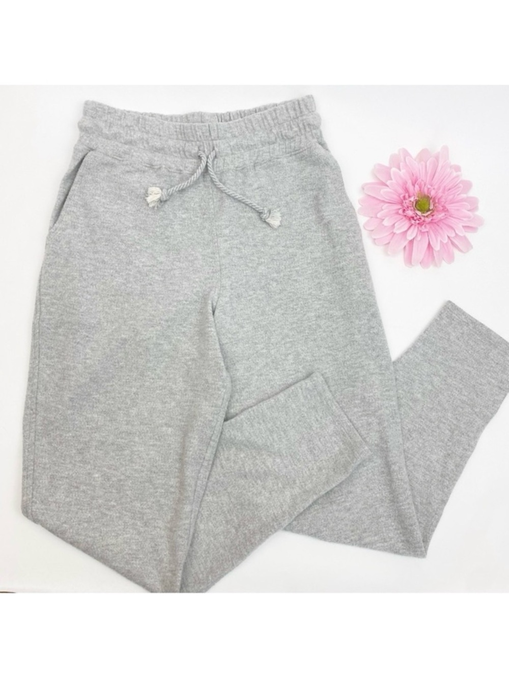 Faherty Fleece High Rise Sweatpants Lounge Track Pants: Light Heather Grey